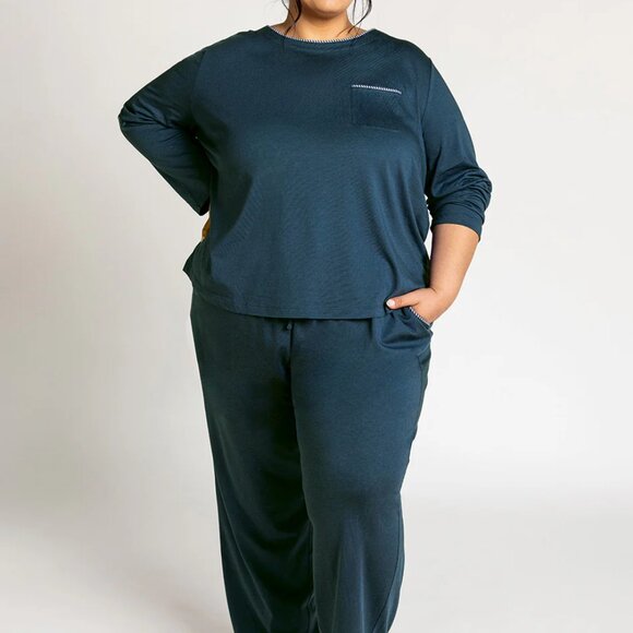 NEW ❤️  2 Piece UNDERSTANCE Long Pajama Set in INK BLUE. Super Comfy Size XL - Picture 7 of 10